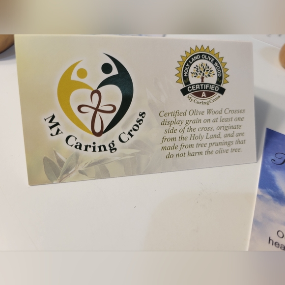 1 LARGE 4" Genuine olive wood. handmade/ JERUSALEM palm worry cross - Picture 12 of 13